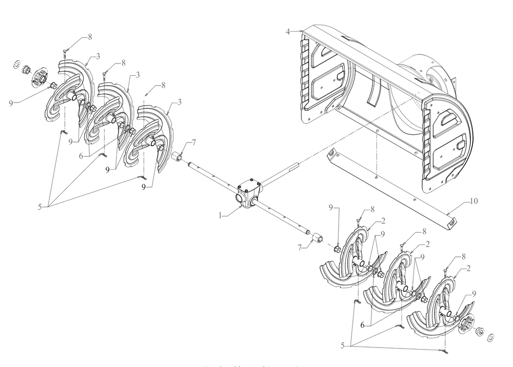 Auger Housing Diagram and Parts List for 2X30-INCHHP (31AH5DVU710)(2019) Cub Cadet Snow Blower